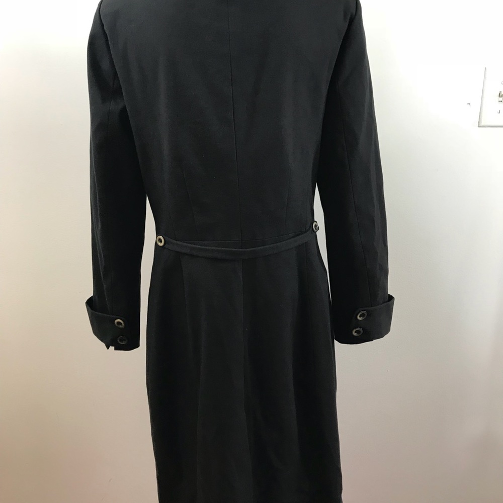Black Long Button Down Coat Size Medium - image 4